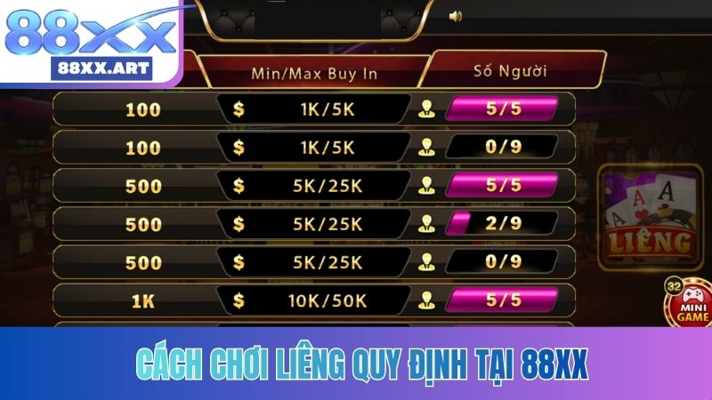 Cách chơi Liêng quy định tại 88XX